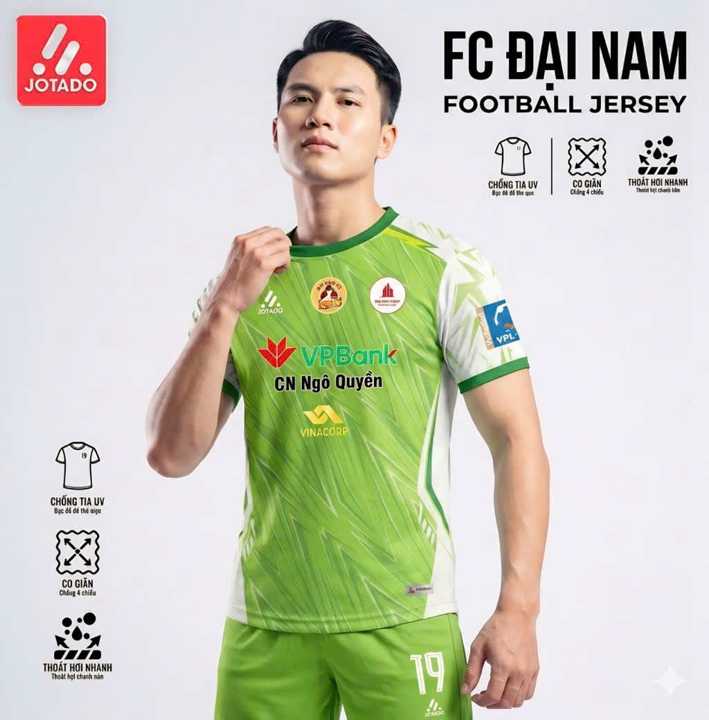 Bộ Quần Áo Bóng Đá Jotado Đại Nam FC HPL-S13 – Vải Mè Kim Cao Cấp, Thiết Kế Độc Bản