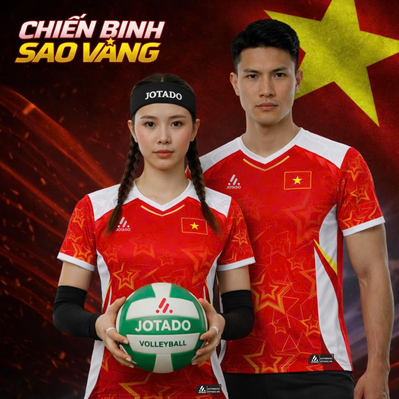 Bộ Quần Áo Bóng Đá Jotado Chiến Binh Sao Vàng – Tự Hào Bản Sắc Việt, Vải Mè Cao Cấp, Siêu Thoáng