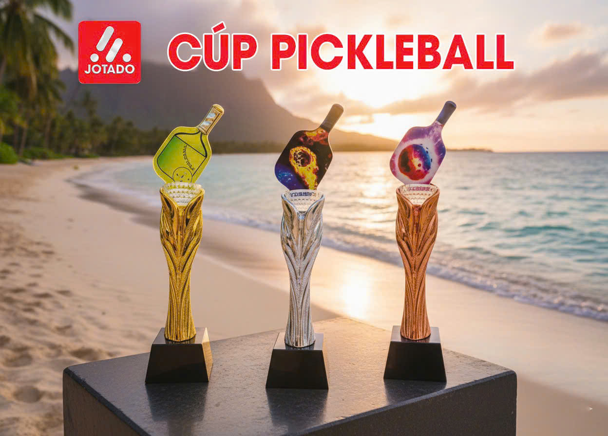 Cúp Thể Thao Pickleball P14 Chính Hãng – Thân Cúp Cách Điệu, Đế Đá Đen Sang Trọng
