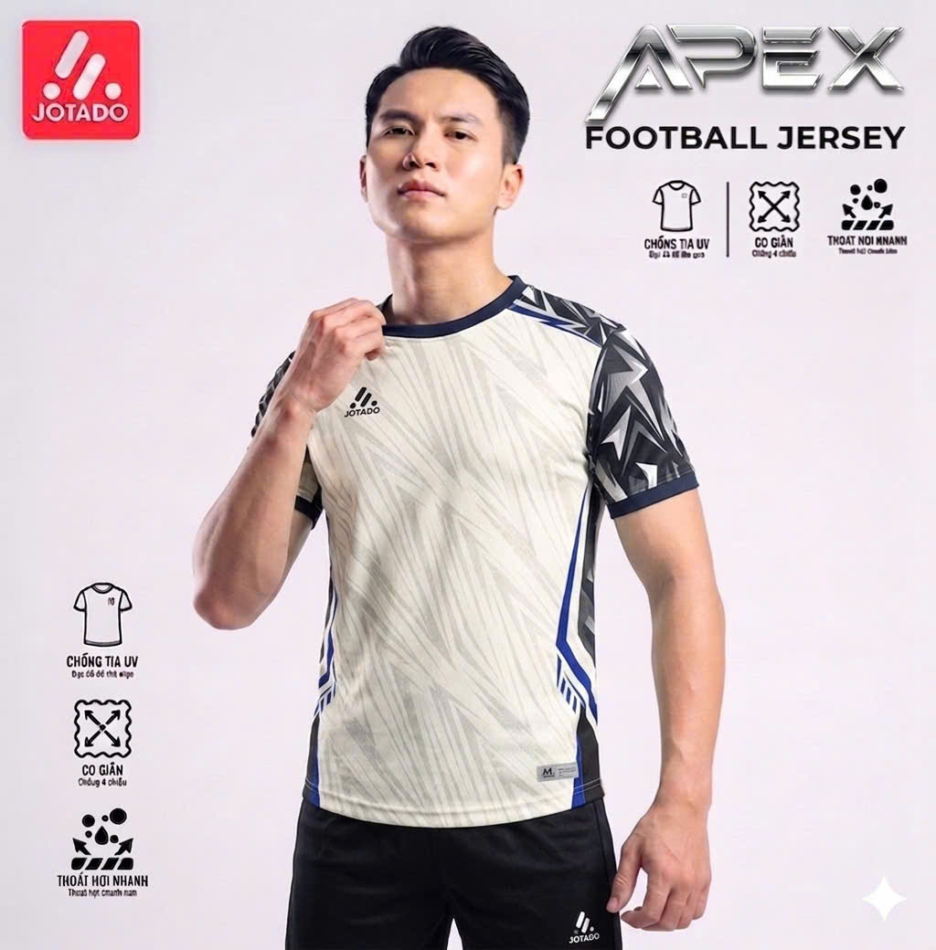 Bộ Quần Áo Bóng Đá Jotado APEX – Vải Mè Kim Cao Cấp, Siêu Thoáng Khí, Co Giãn 4 Chiều