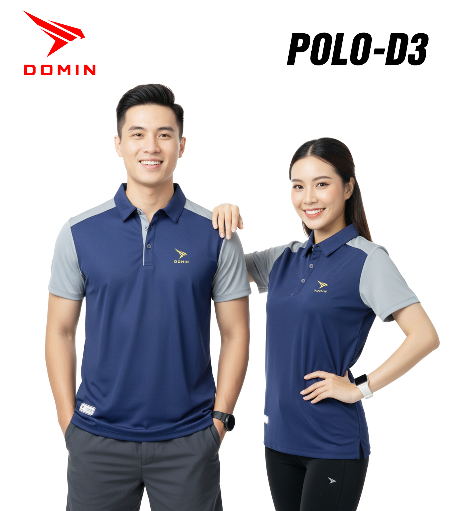 Áo Polo Thể Thao Domin D3 – Vải Cá Sấu Poly Cao Cấp, Không Nhăn, Form Dáng Slim-Fit Hiện Đại