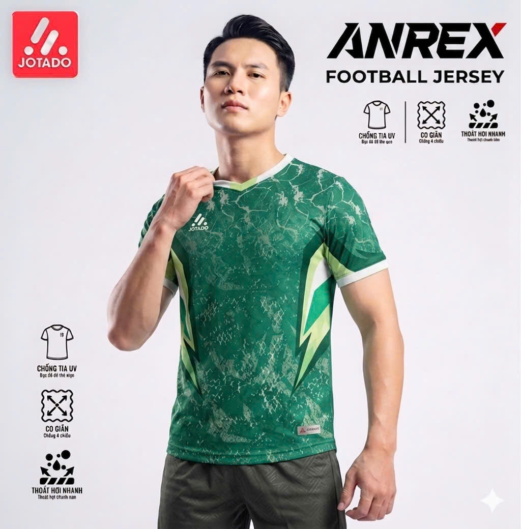 Bộ Quần Áo Bóng Đá Jotado ANREX – Vải Mè Sọc Cao Cấp, Siêu Thoáng, Thiết Kế Đột Phá 2026