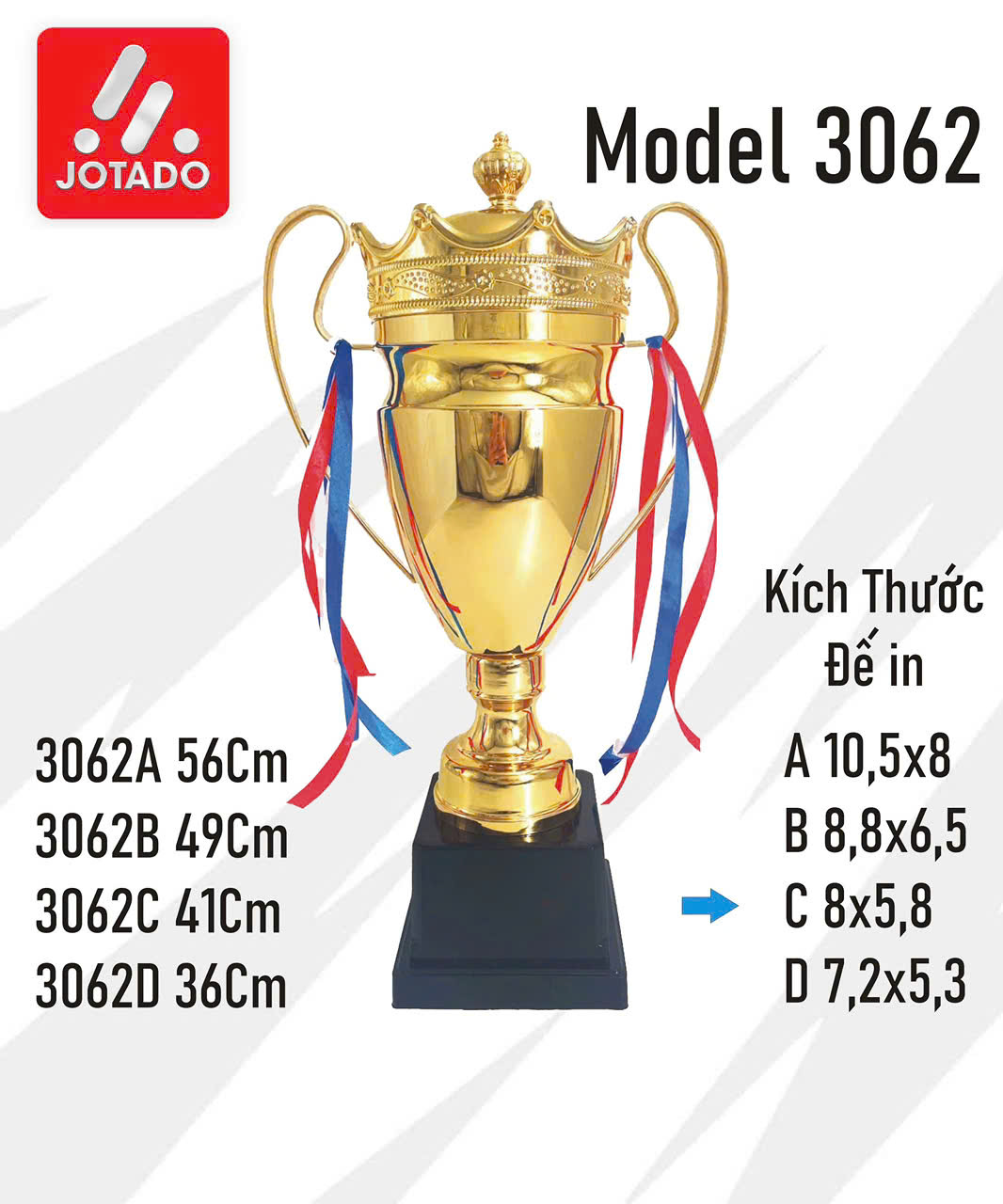 Cúp Thể Thao Domin 3062 – Thiết Kế Kim Loại Cao Cấp, Biểu Tượng Vinh Quang Vĩnh Cửu