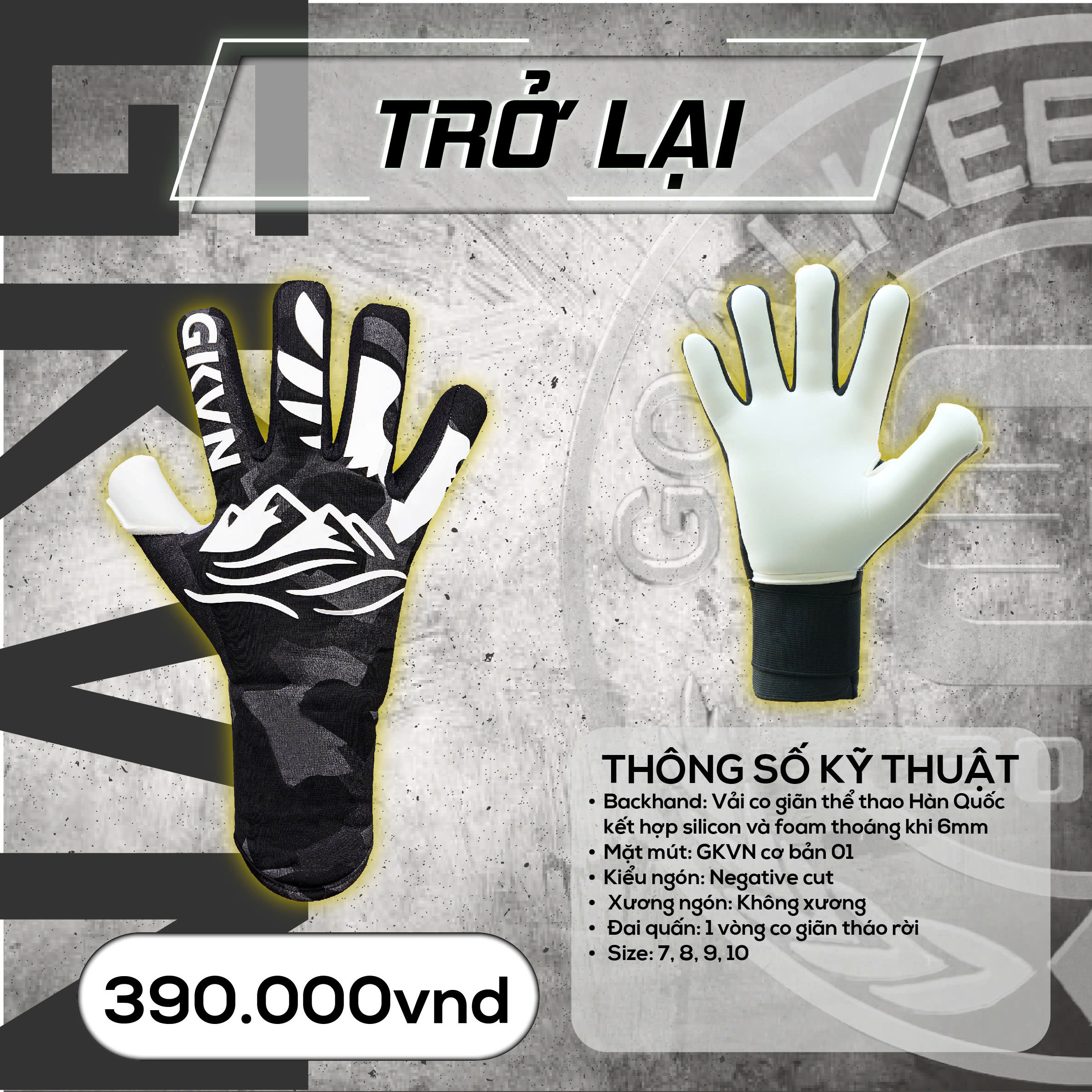 Găng Tay Thủ Môn GKVN Trở Lại Chính Hãng – Mút Latex New Basic Siêu Dính, Thiết Kế Hiện Đại