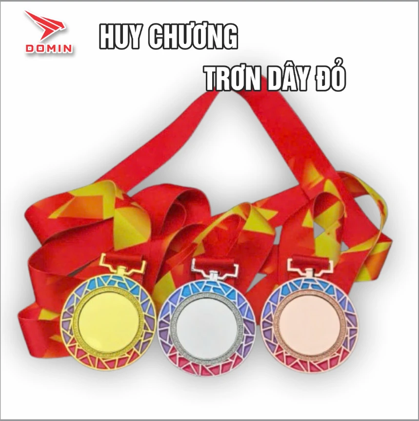 Huy Chương Trơn JOTADO Dây Đỏ – Phôi Huy Chương Cao Cấp, Mạ Màu Sáng Bóng, Tự Thiết Kế Nội Dung