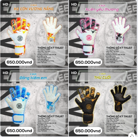 Găng Tay Thủ Môn GKVN 4 Mùa Chính Hãng – Mút Latex Siêu Dính, Bất Chấp Mọi Thời Tiết