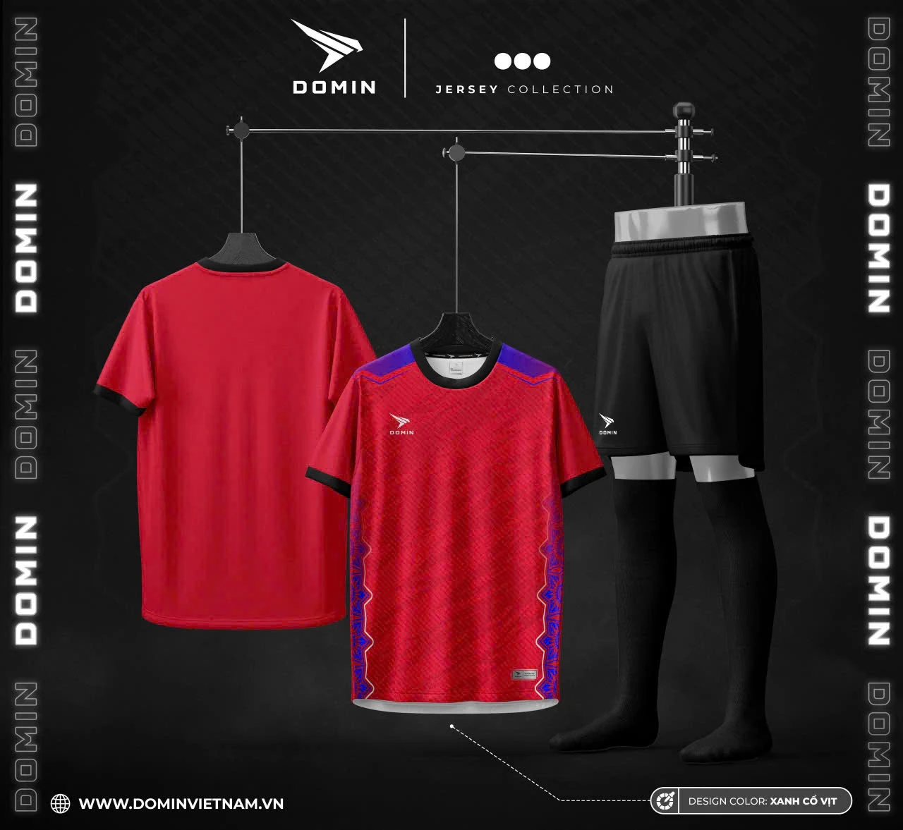 Bộ Quần Áo Bóng Đá Domin BOLT - 02 – Vải Mè Cao Cấp, Siêu Nhẹ, Thiết Kế Tia Chớp Tốc Độ