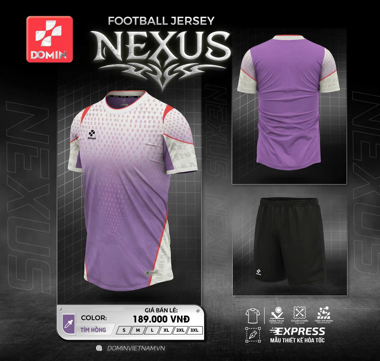 Bộ Quần Áo Bóng Đá Domin NEXUS – Vải Mè Kim Cao Cấp, Siêu Thoáng Khí, Co Giãn 4 Chiều