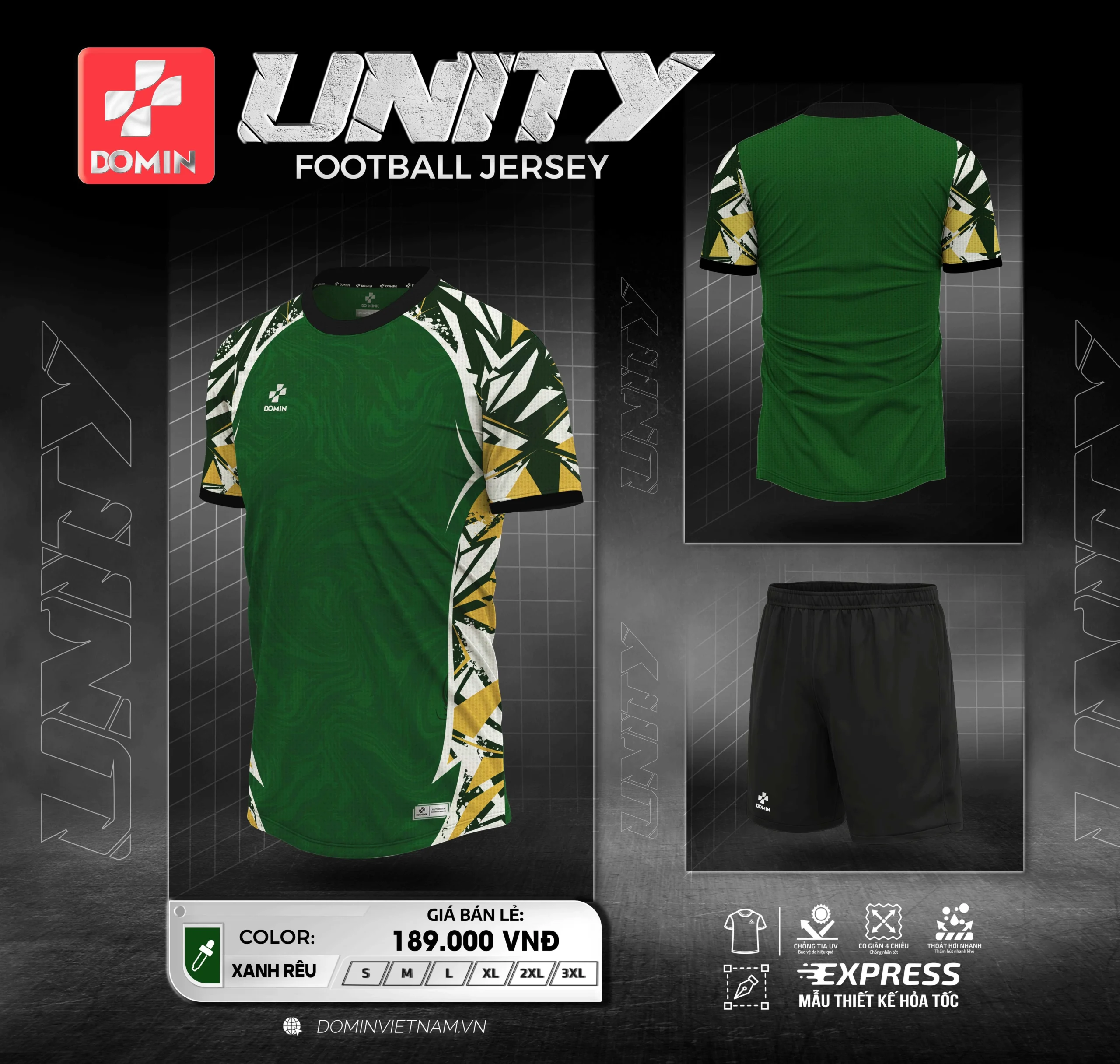 Bộ Quần Áo Bóng Đá Domin UNITY 2026 – Vải Mè Cao Cấp, Siêu Thoáng Khí, Thiết Kế Đẳng Cấp