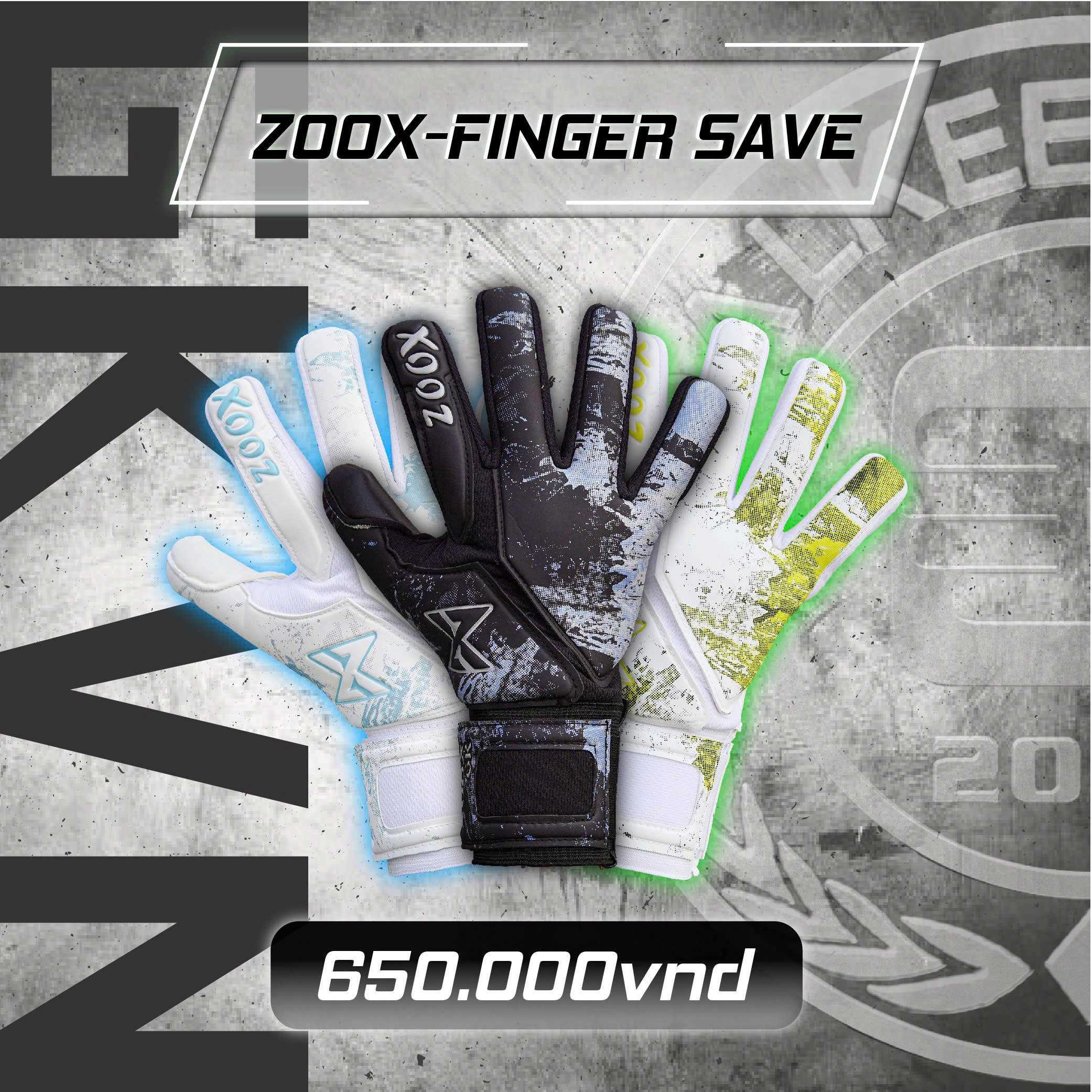 Găng Tay Thủ Môn GKVN Zoox Finger Save – Có Xương Bảo Vệ, Mút Latex Cao Cấp, Siêu Dính