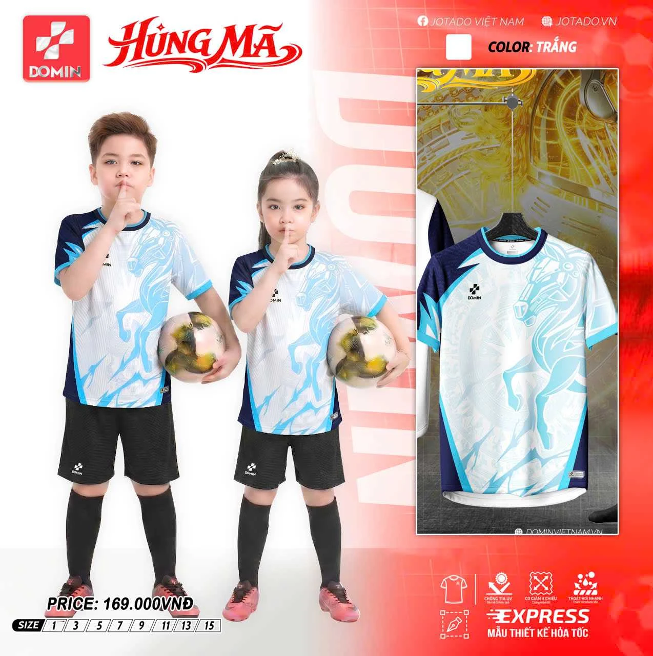 Bộ Quần Áo Bóng Đá Domin TE Hùng Mã – Vải Mè Cao Cấp, Siêu Thoáng Khí, Họa Tiết Mạnh Mẽ