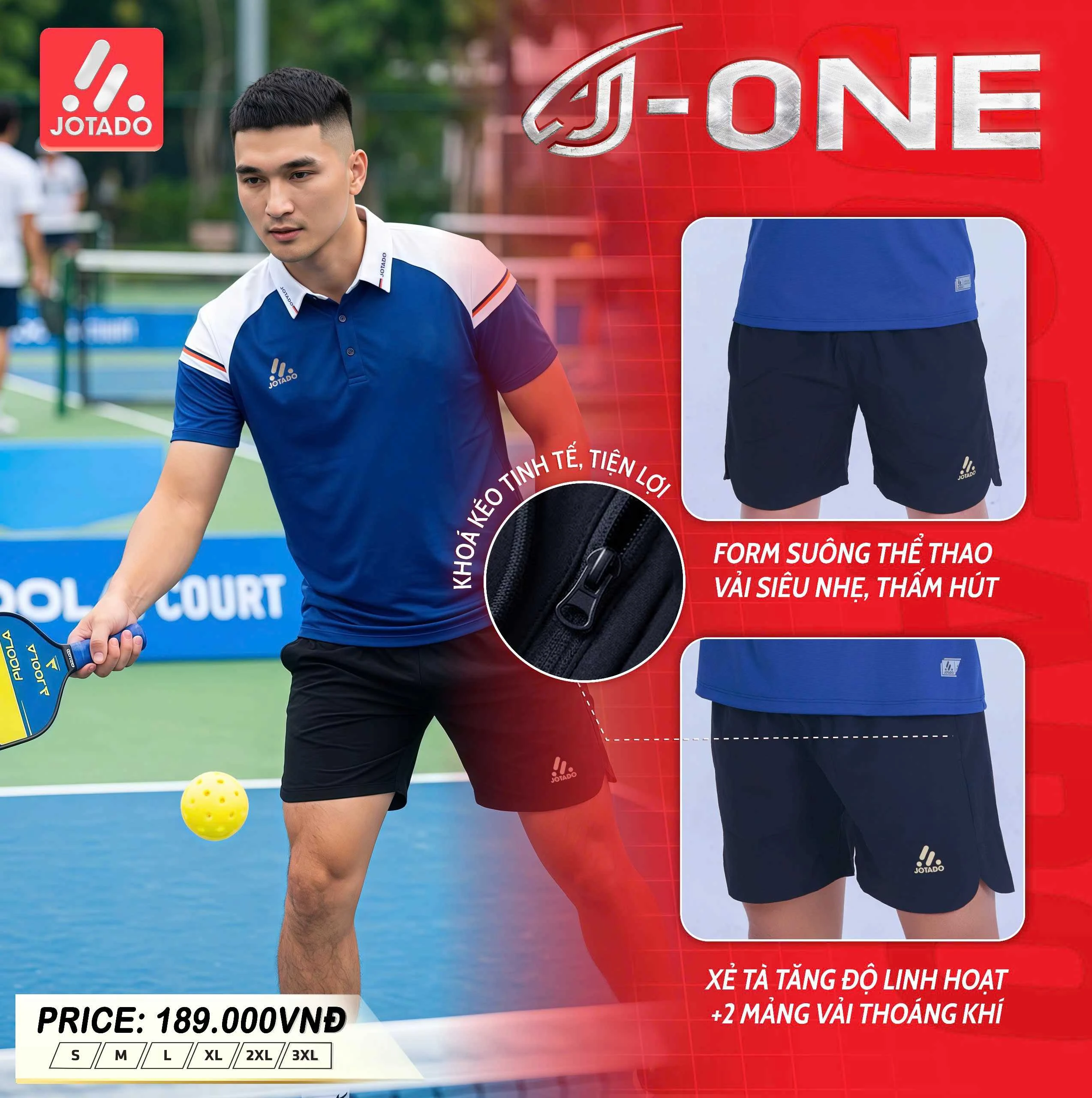 Quần Short Thể Thao Jotado J2 – Có Khóa Túi Tiện Lợi, Vải Mè Cao Cấp, Co Giãn 4 Chiều