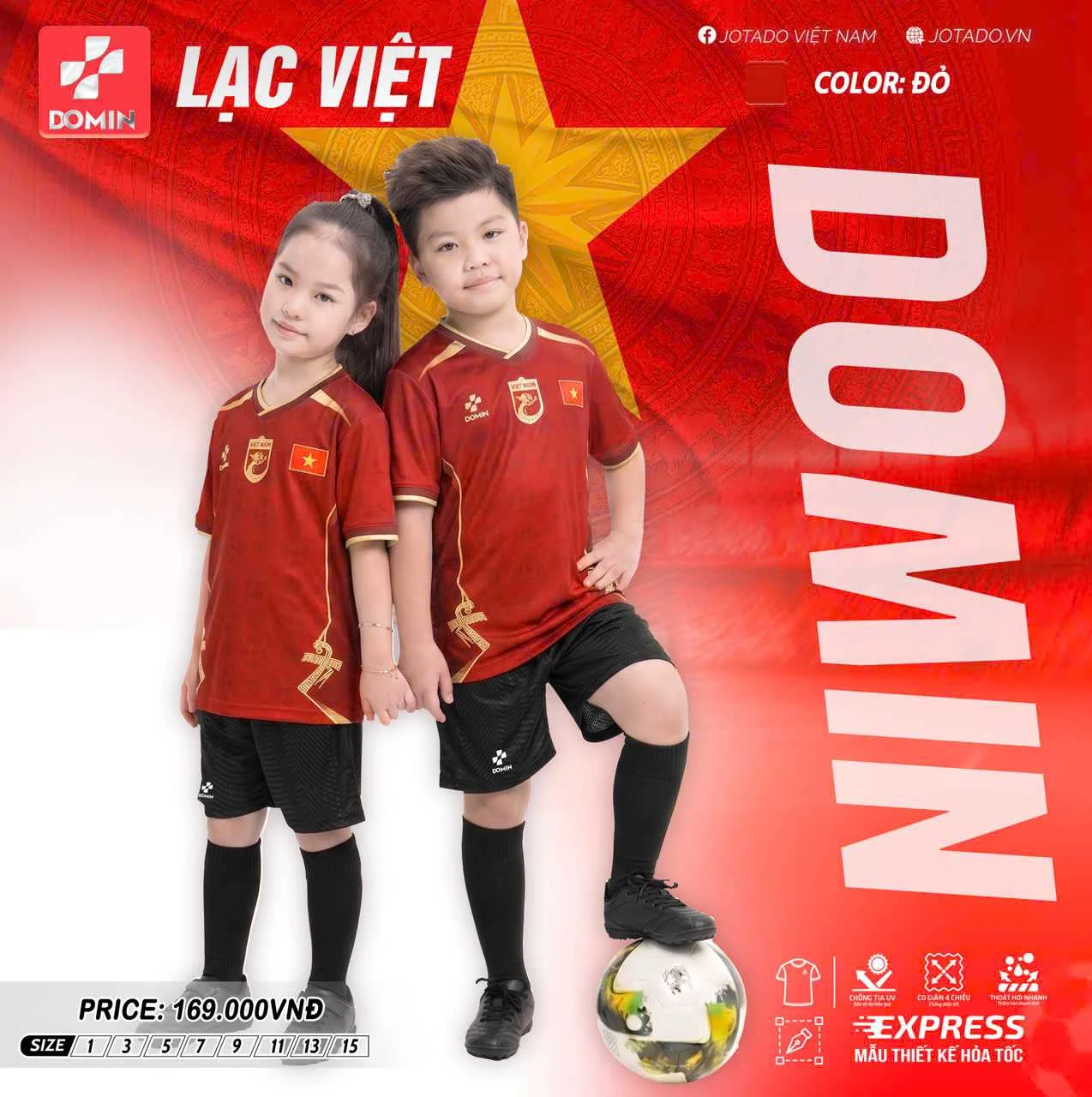 Áo Bóng Đá Domin Lạc Việt 2 Trẻ Em – Tiếp Nối Đam Mê, Tự Hào Thế Hệ Mới