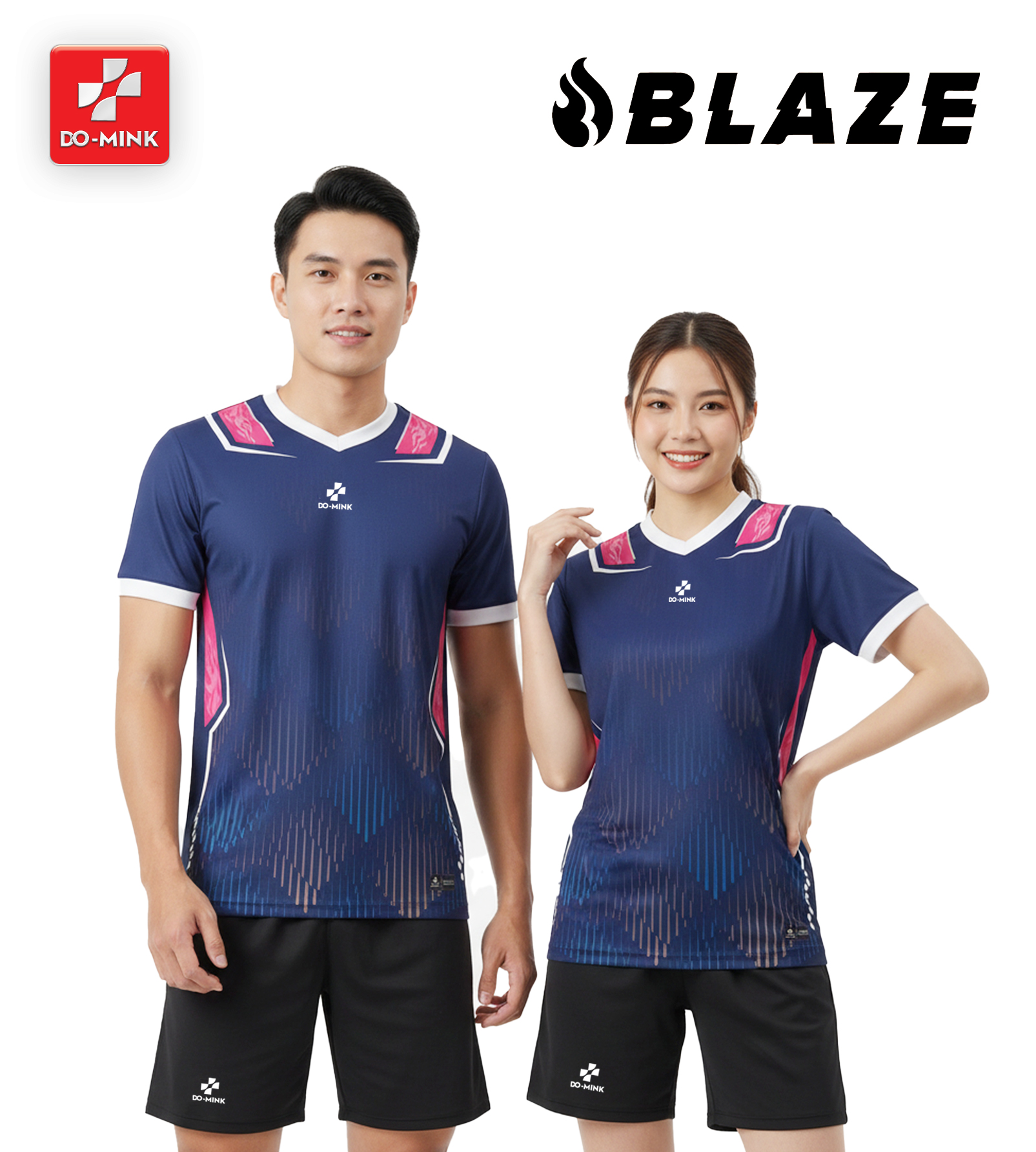 Bộ Quần Áo Bóng Chuyền Domin BLAZE – Vải Mè Cao Cấp, Siêu Nhẹ, Co Giãn Tối Đa Cho Sức Bật Đỉnh Cao