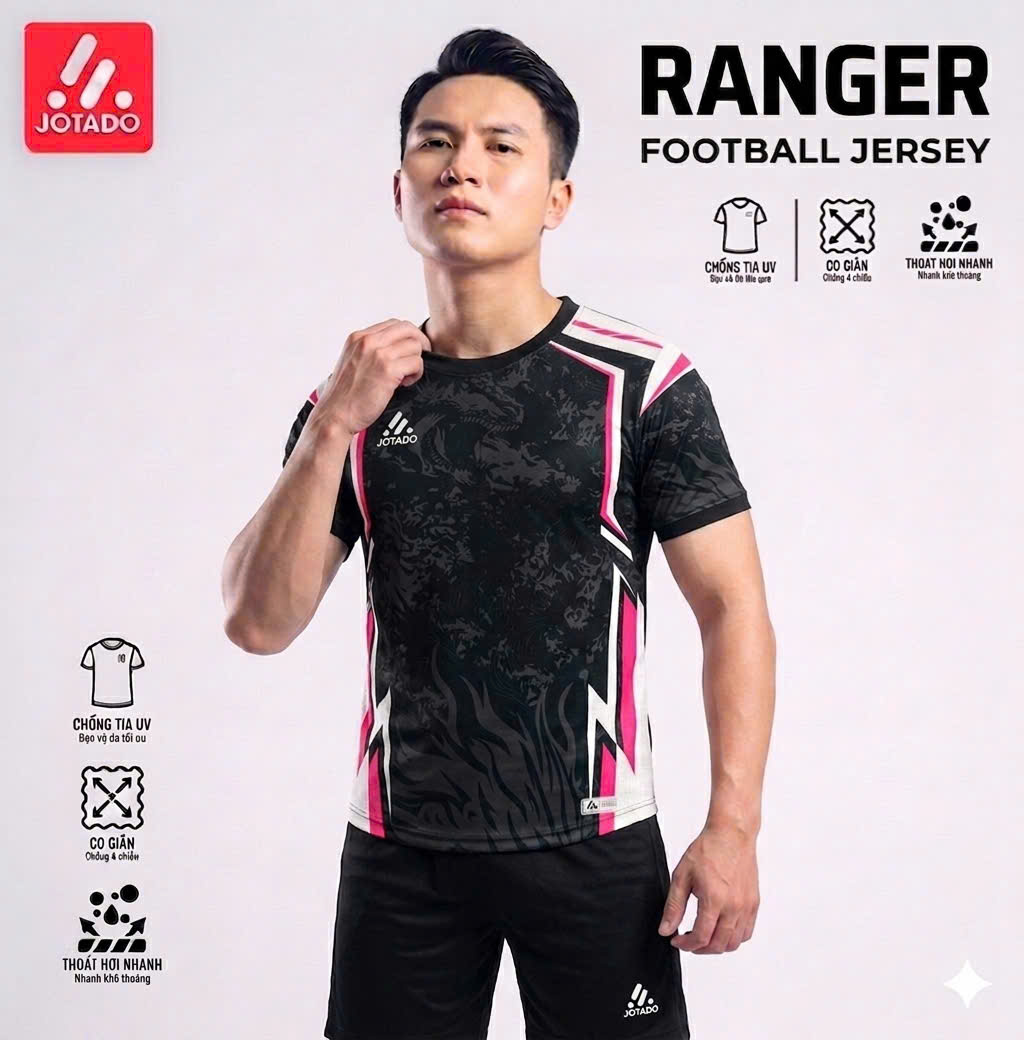 Bộ Quần Áo Bóng Đá Jotado Ranger – Vải Mè Cao Cấp, Siêu Bền, Thấm Hút Mồ Hôi Vượt Trội