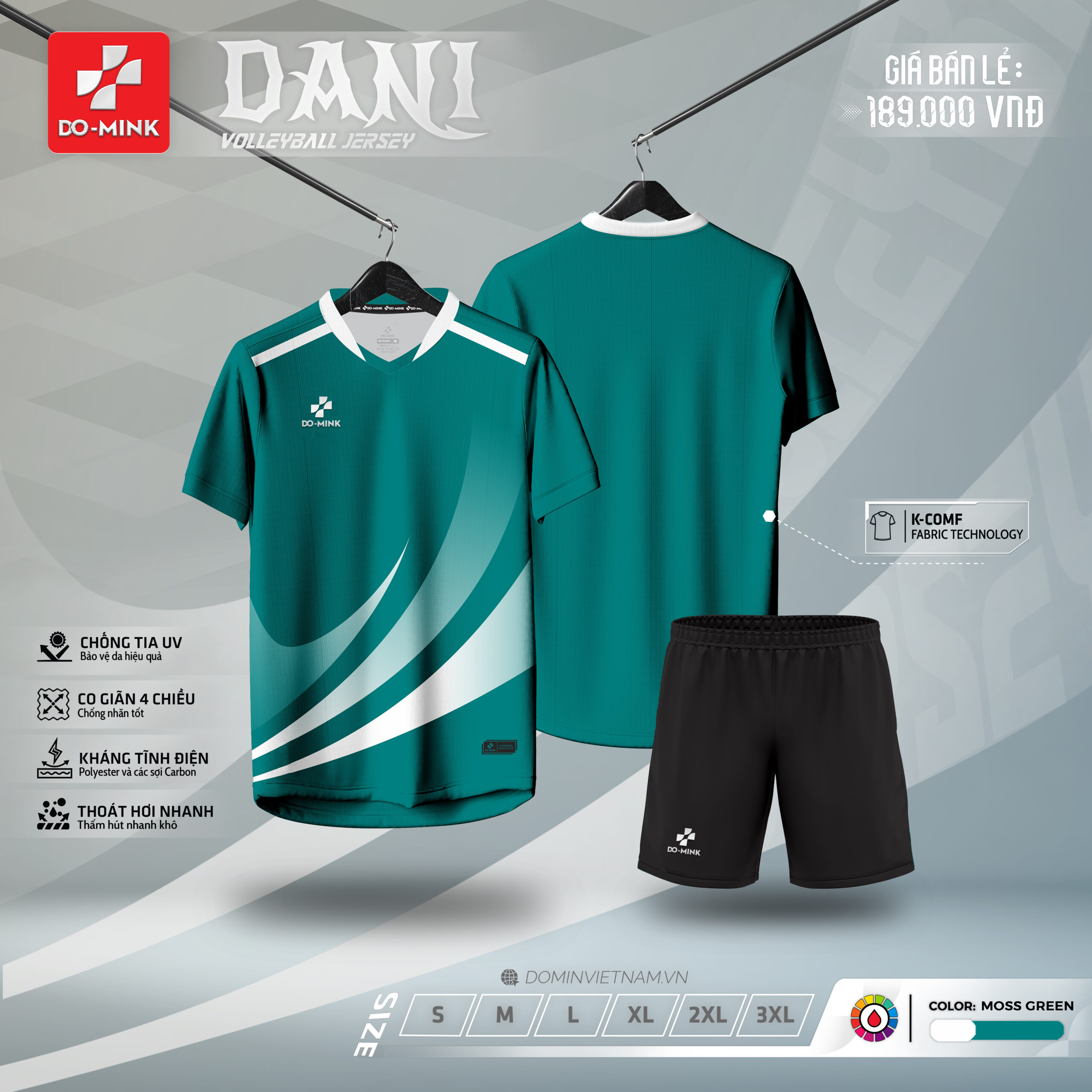 Bộ Quần Áo Bóng Chuyền Domin Dani – Vải Mè Kim Siêu Thoáng, Thiết Kế Sát Nách Tối Ưu Sức Bật
