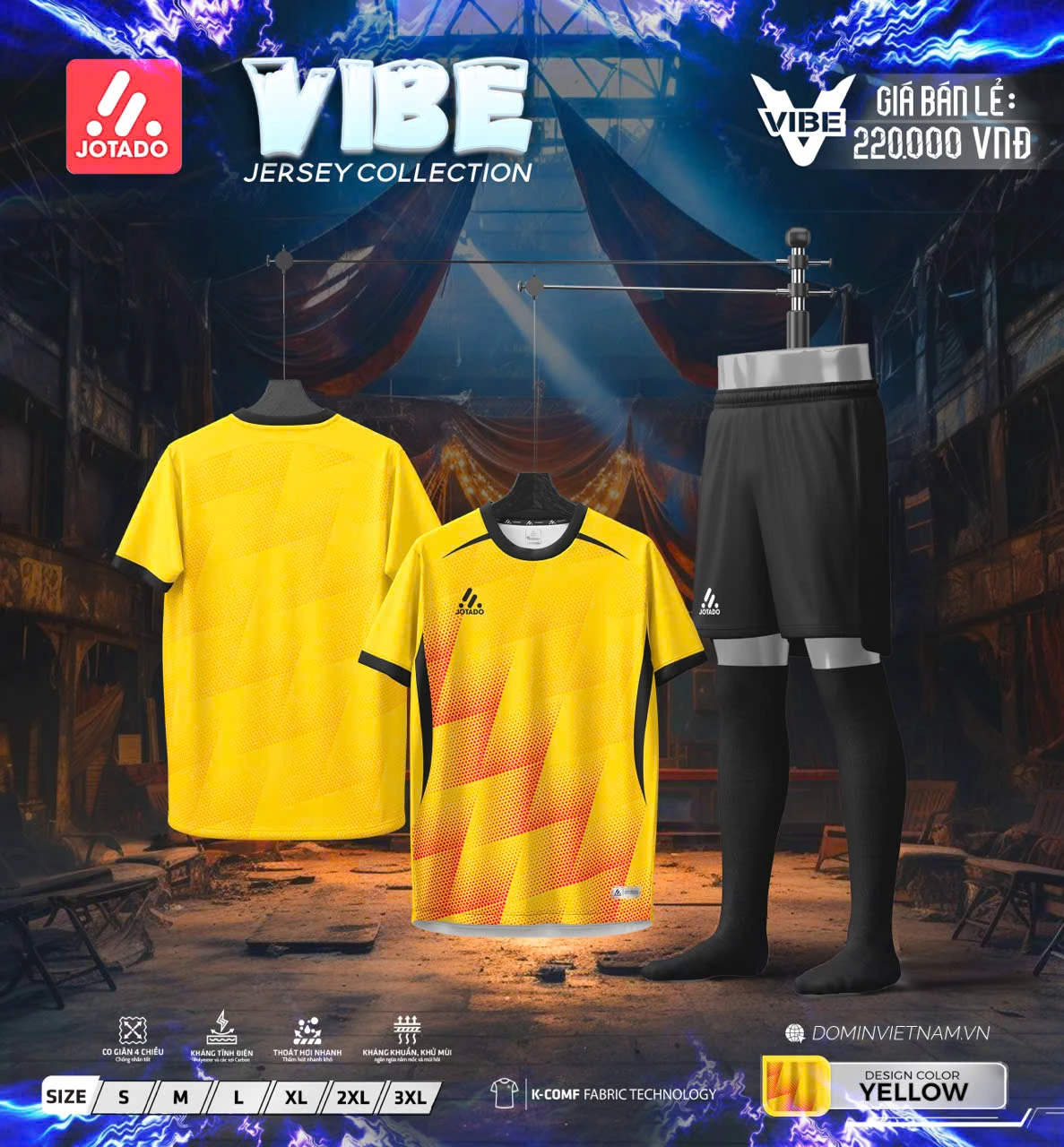 Bộ Quần Áo Bóng Đá Jotado Vibe - 01 – Vải Mè Kim Siêu Thoáng, Thiết Kế Trendy 2026, Co Giãn 4 Chiều