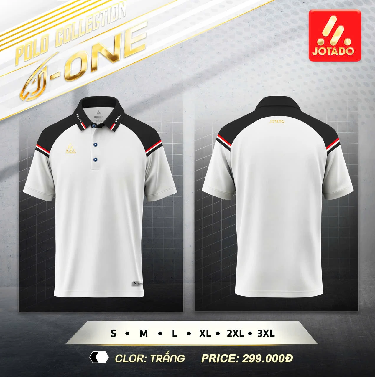 Áo Polo Thể Thao Jotado J1 – Vải Mè Cá Sấu Cao Cấp, Co Giãn 4 Chiều, Thấm Hút Cực Tốt