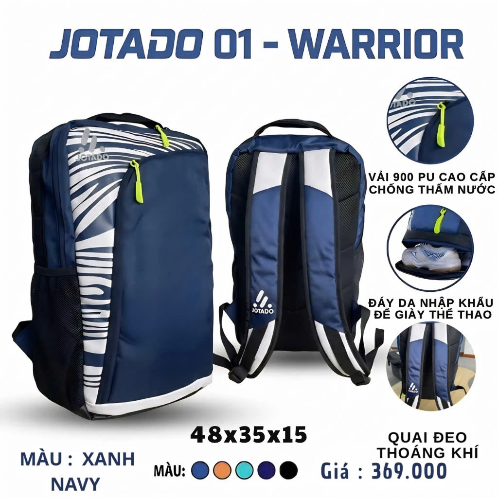 Balo Thể Thao Jotado 01 – Chất Liệu Chống Thấm, Ngăn Đựng Giày Riêng Biệt, Thiết Kế Đa Năng 2026