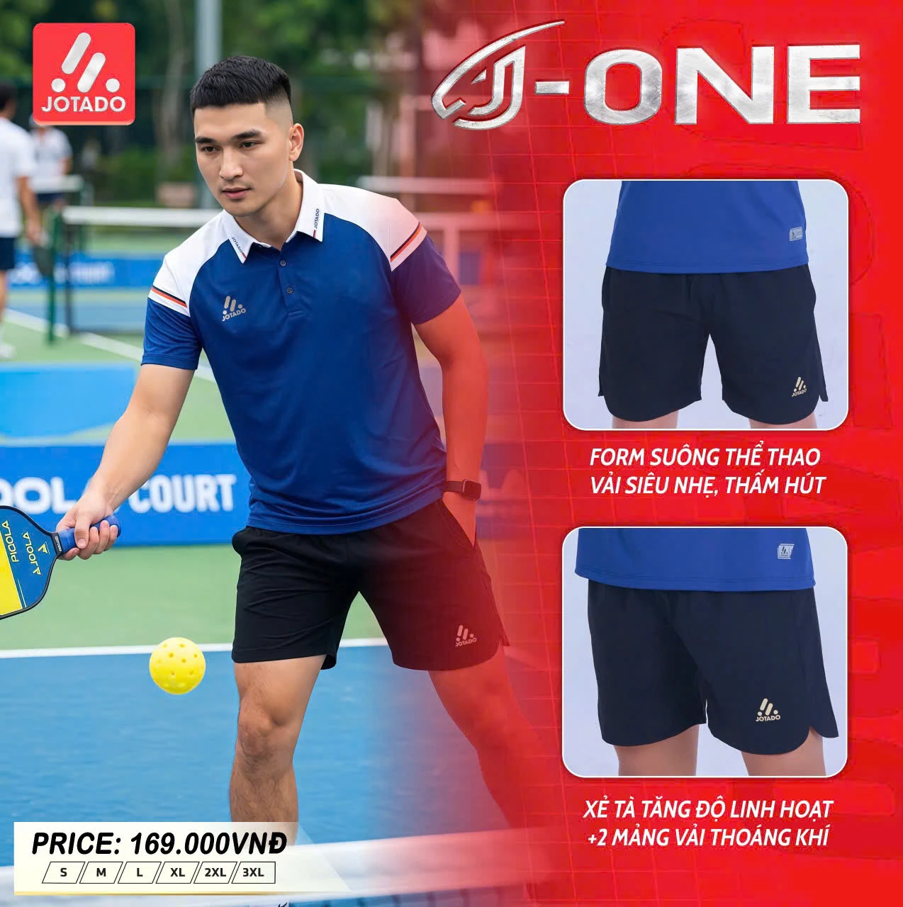 Quần Đùi Thể Thao Jotado J1 – Vải Mè Cao Cấp, Siêu Nhẹ, Co Giãn 4 Chiều Linh Hoạt