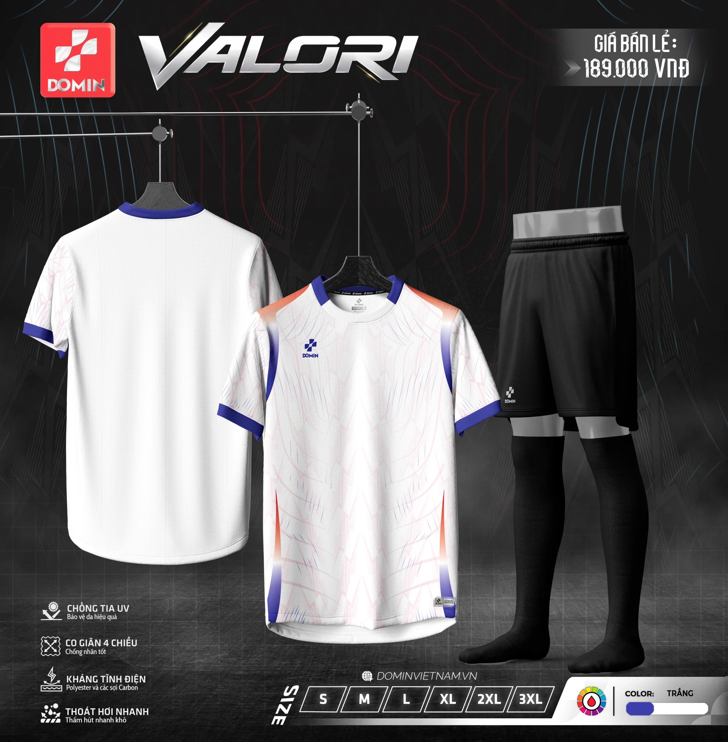 Bộ Quần Áo Bóng Đá Domin VALORI – Vải Mè Caro Cao Cấp, Thiết Kế Lịch Lãm, Co Giãn 4 Chiều