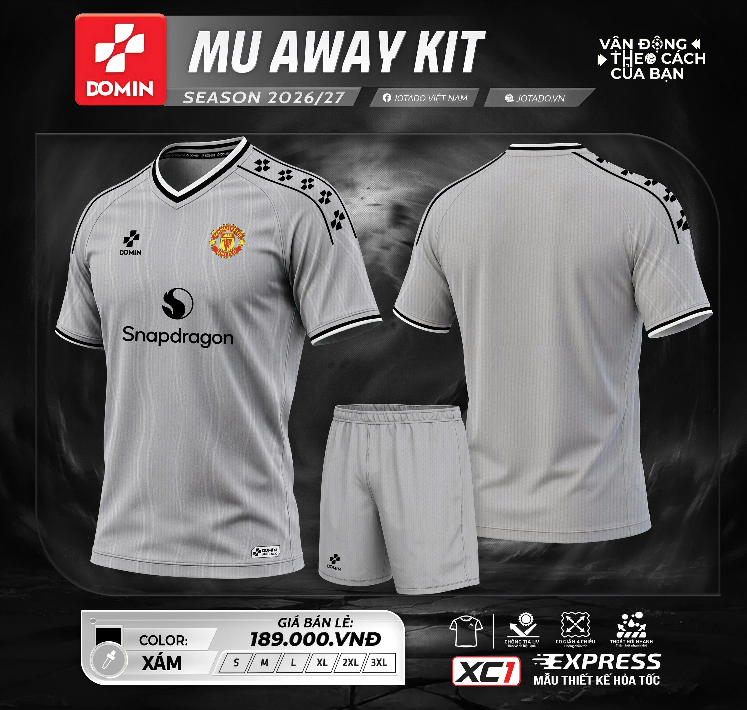 [DOM] Bộ Bóng Đá Domin MU Away Kit – Áo Đấu MU Sân Khách