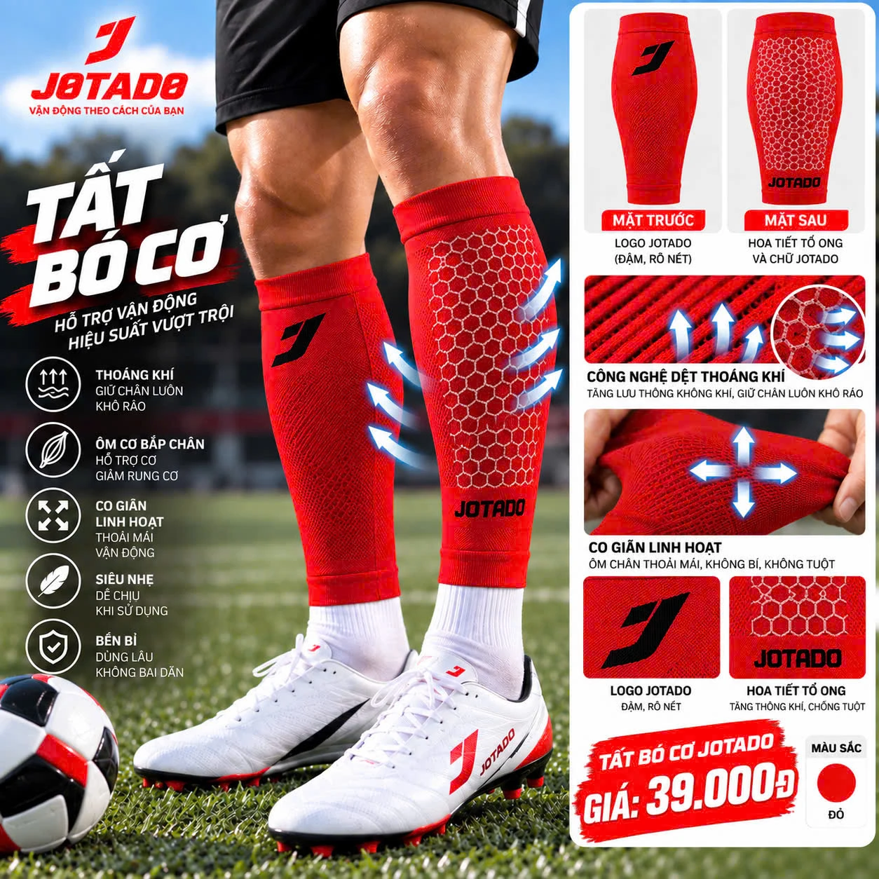 Tất Bó Cơ JOTADO – Tất Ống Cao Cấp, Thoáng Khí, Co Giãn 4 Chiều
